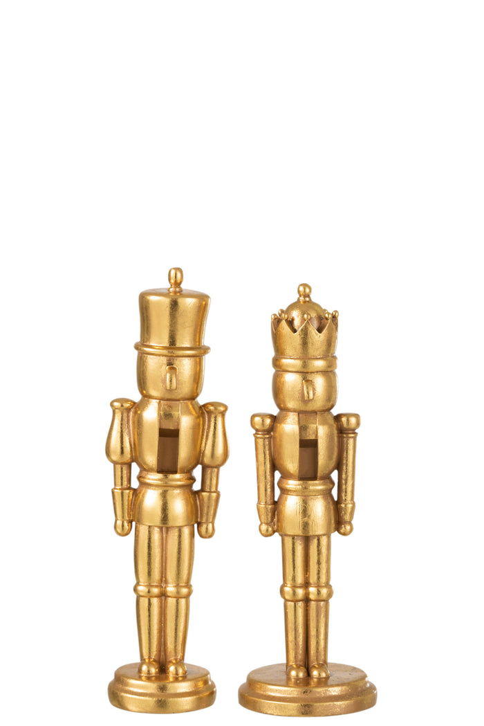 J-Line figuur Notenkraker - polyresin - goud - small - 2 stu