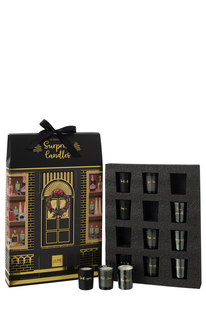 J-Line geurkaars Surprise Window - zwart|mix - 12 candles