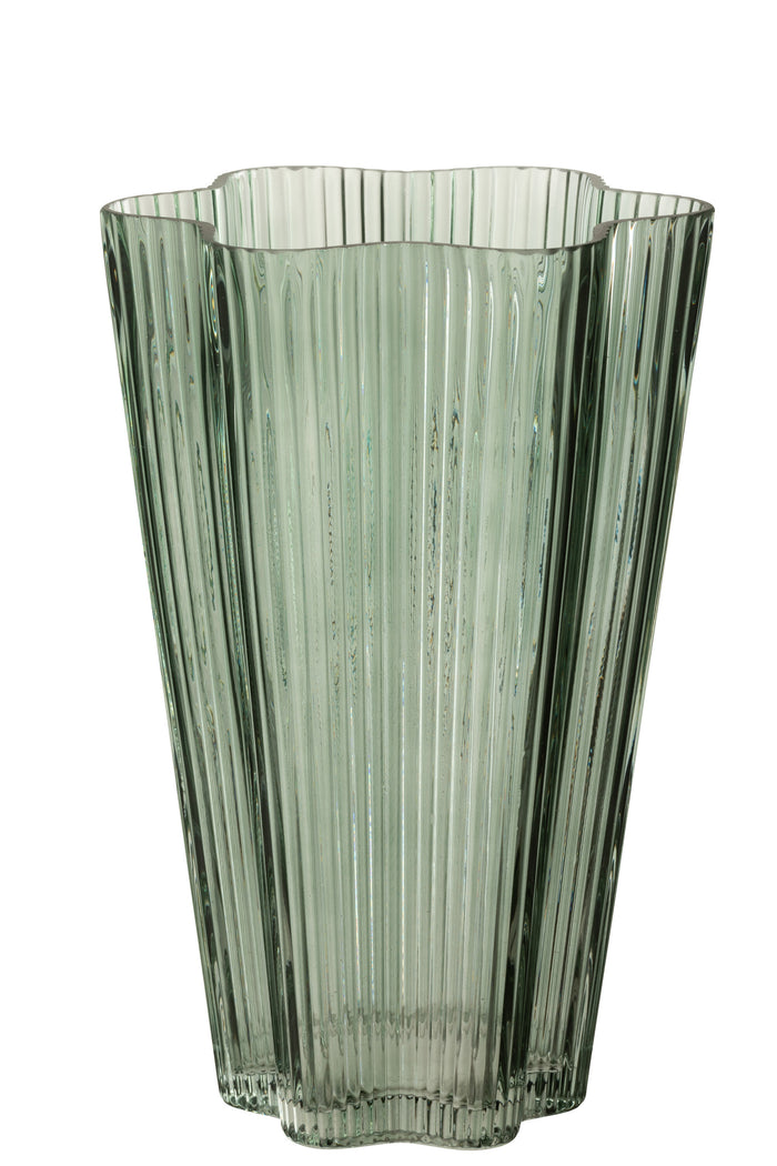 J-Line vaas - glas - grijs|groen - large