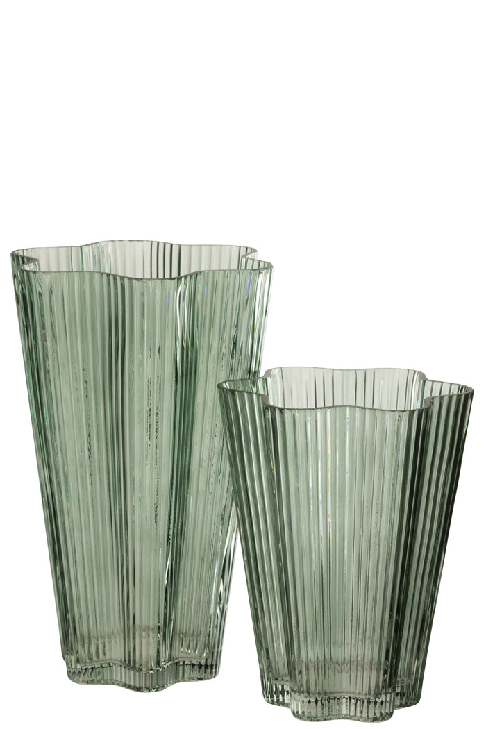 J-Line vaas - glas - grijs|groen - large