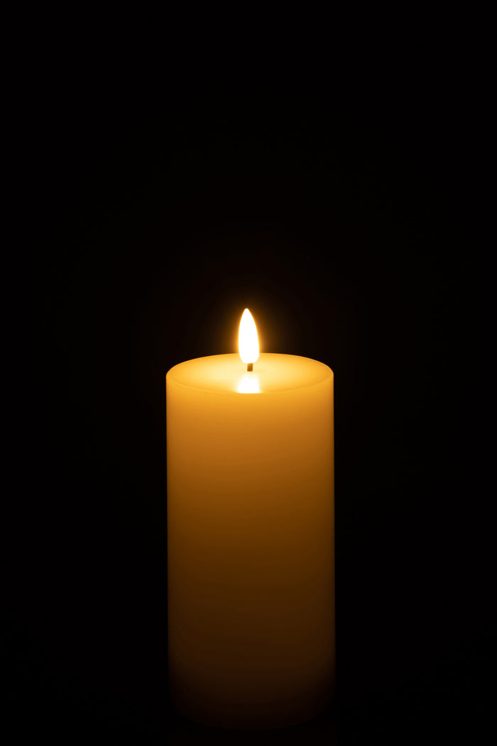 J-Line kaars - wit - medium - LED lichtjes