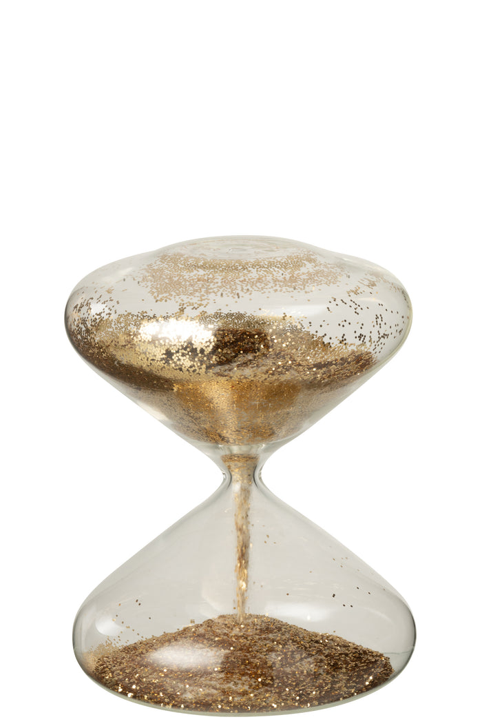 J-Line zandloper Glitters - glas - goud