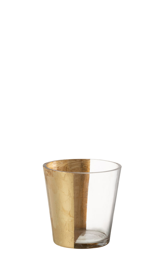 J-Line windlicht boe - glas - transparant|goud - small