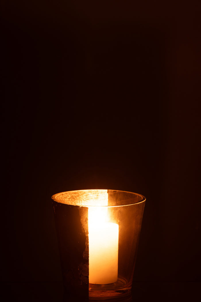 J-Line windlicht boe - glas - transparant|goud - small