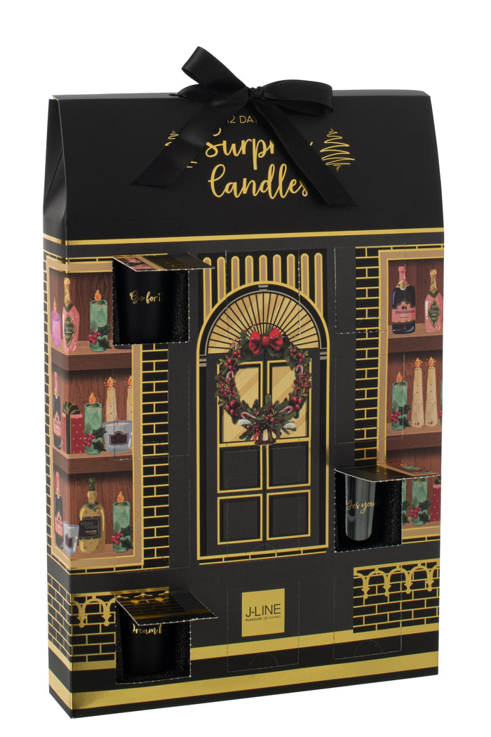 J-Line geurkaars Surprise Window - zwart|mix - 12 candles