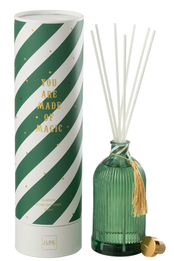 J-Line geurolie + stokjes Magic - wit|groen - large