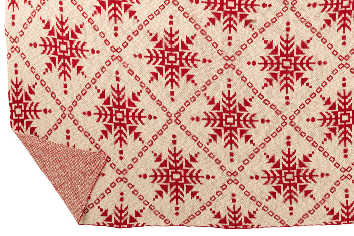 J-Line deken Sneeuwvlokken - katoen - wit|rood