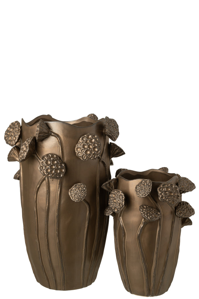 J-Line vaas Lotus Pod - keramiek - koperkleur - large