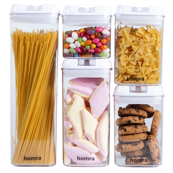 Homra Freshbox Wit - set van 5 voorraadpotten