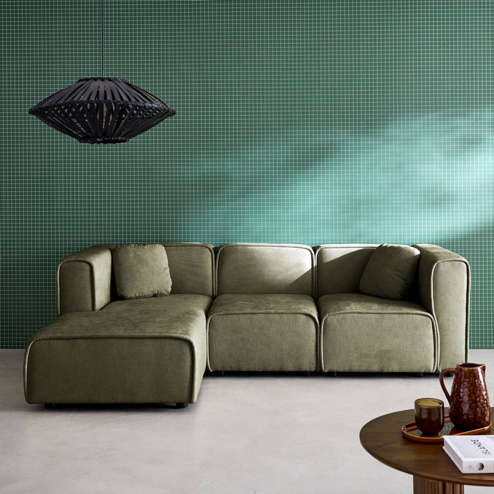 sweeek - Linkse hoekbank 3 zitplaatsen stof