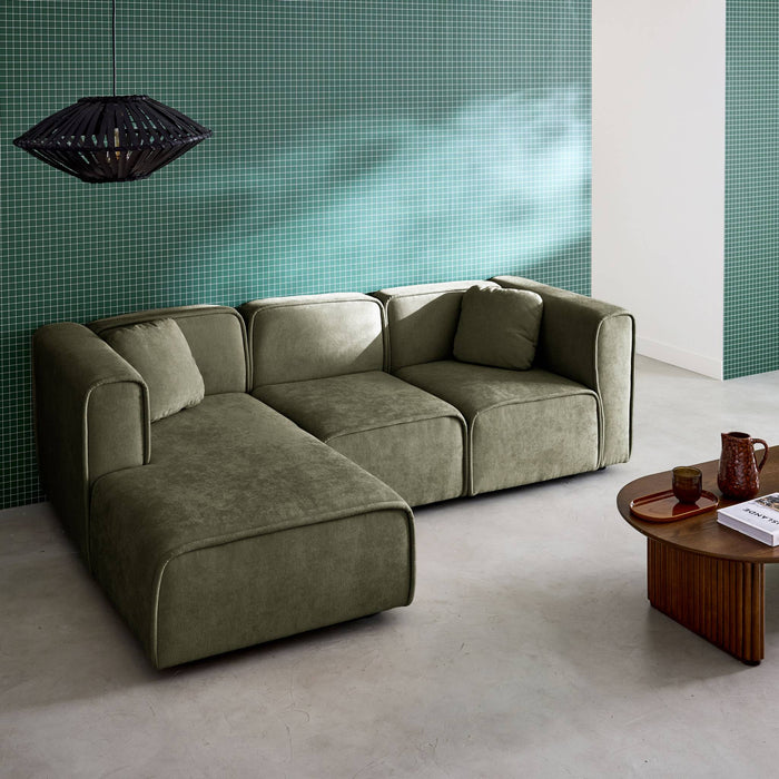 sweeek - Linkse hoekbank 3 zitplaatsen stof