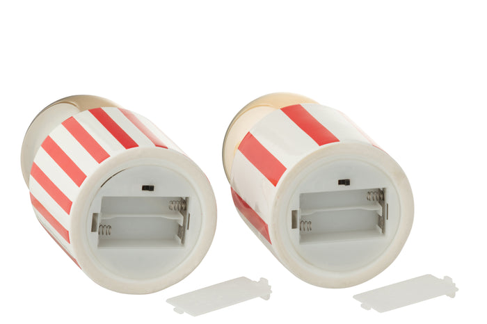 J-Line tafellamp Gestreept Dolomiet - cement - rood|wit - 2