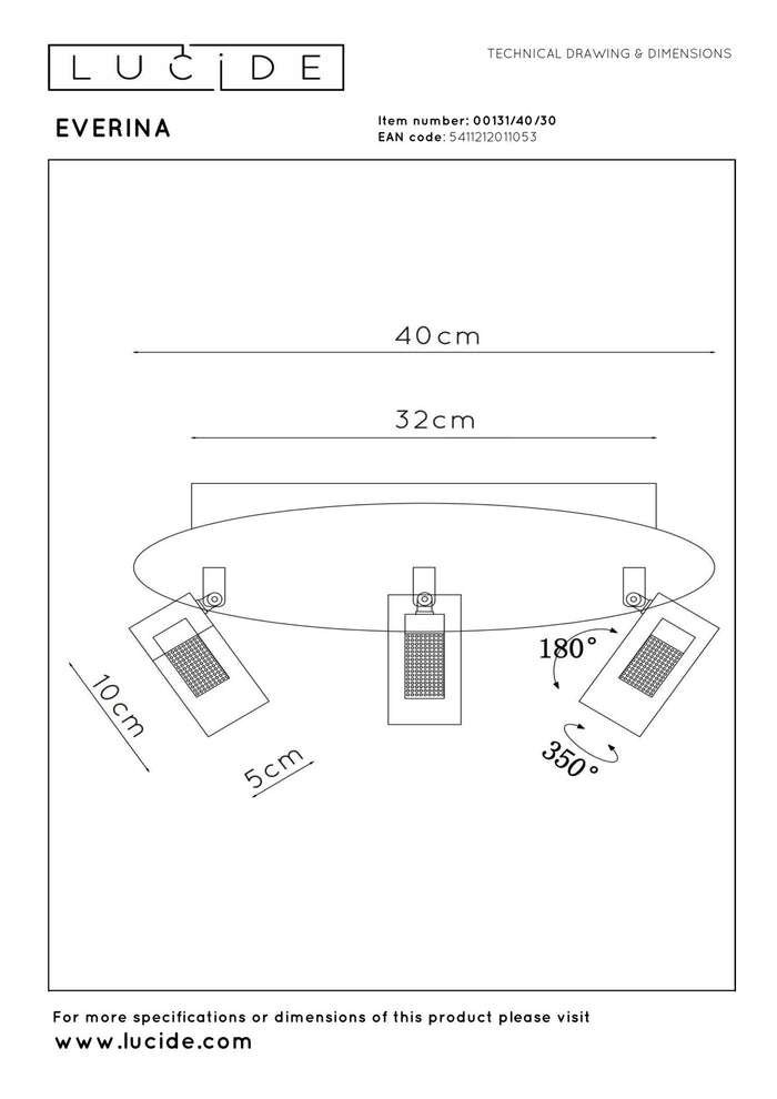 Lucide EVERINA Plafonnière - Zwart
