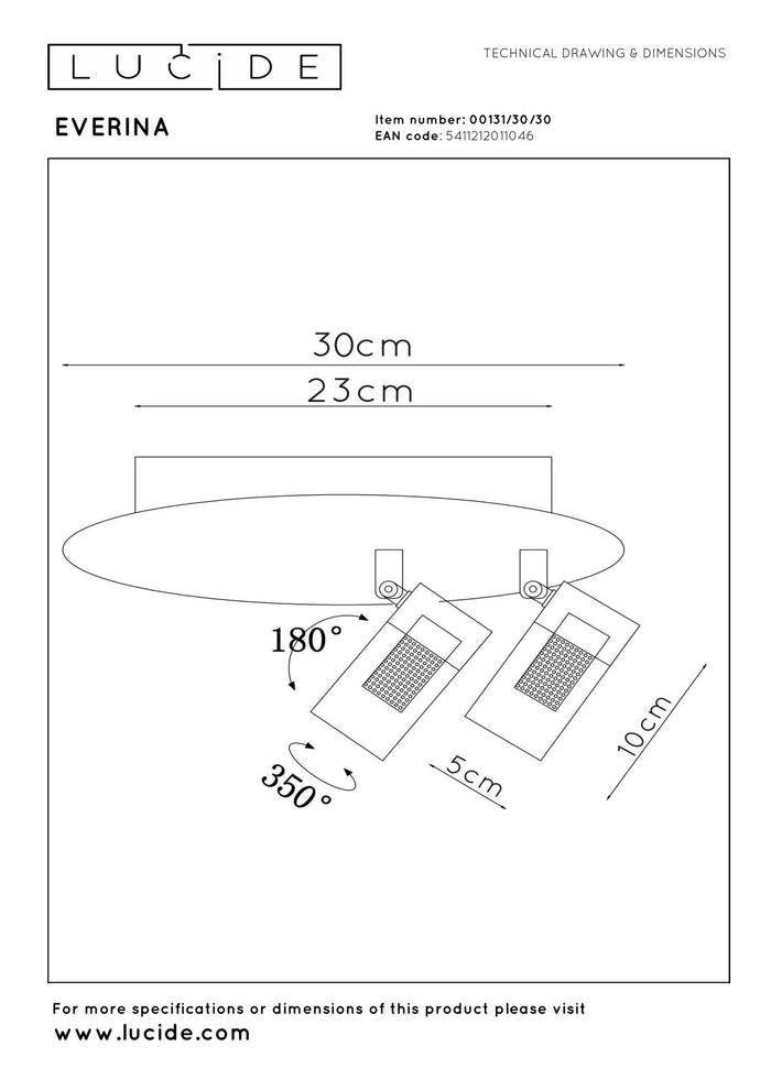 Lucide EVERINA Plafonnière - Zwart
