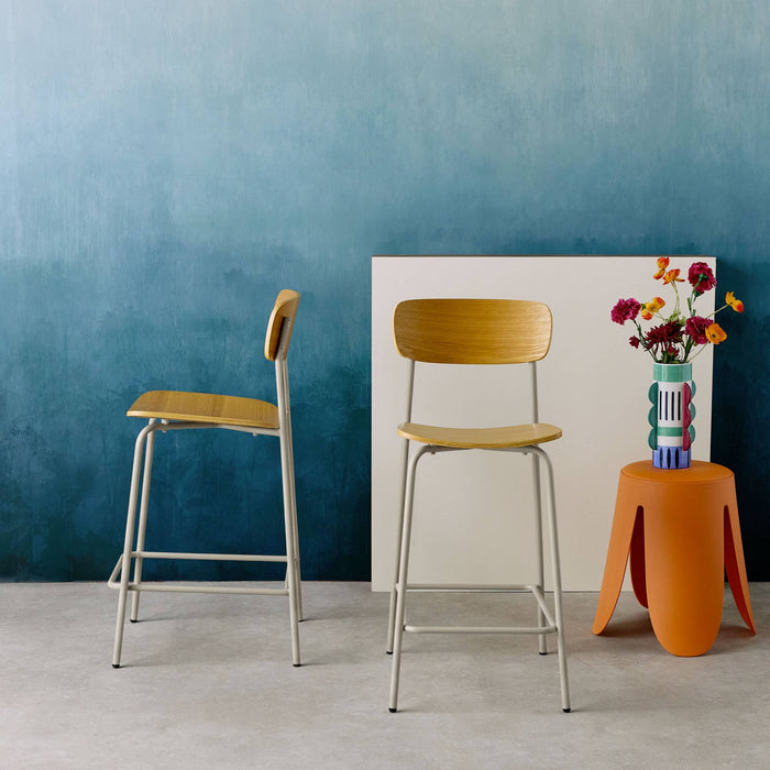 sweeek - Barkruk metaal en multiplex vintage (set van 2)