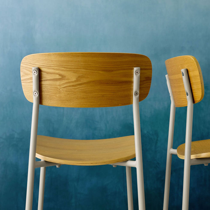 sweeek - Barkruk metaal en multiplex vintage (set van 2)