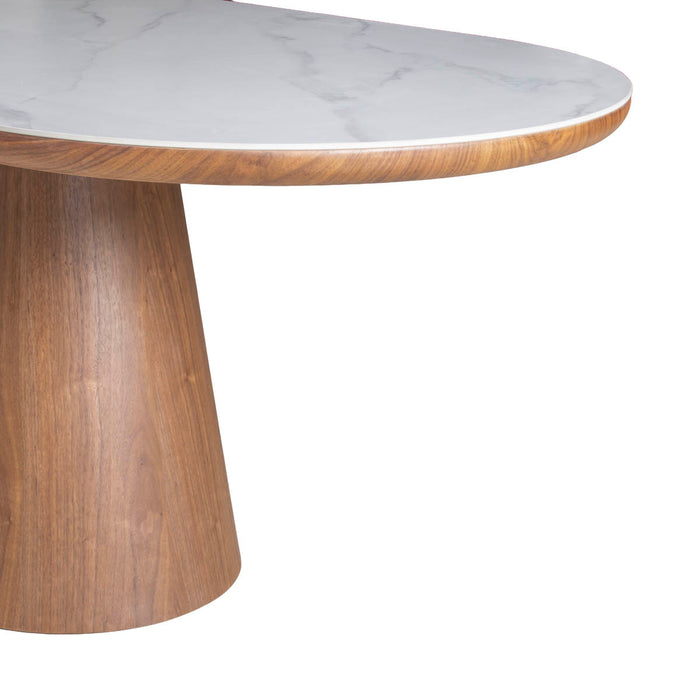 Giga Meubel - Eettafel Wit Keramiek|Walnoot - 200x90x77cm - Alba