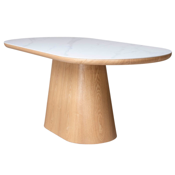Giga Meubel - Eettafel Wit Keramiek|Naturel - 200x90x77cm - Alba