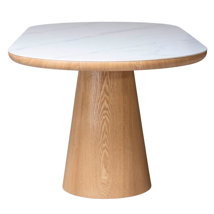 Giga Meubel - Eettafel Wit Keramiek|Naturel - 200x90x77cm - Alba