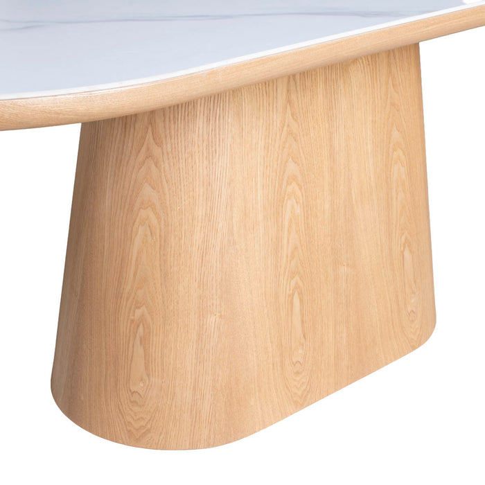 Giga Meubel - Eettafel Wit Keramiek|Naturel - 200x90x77cm - Alba