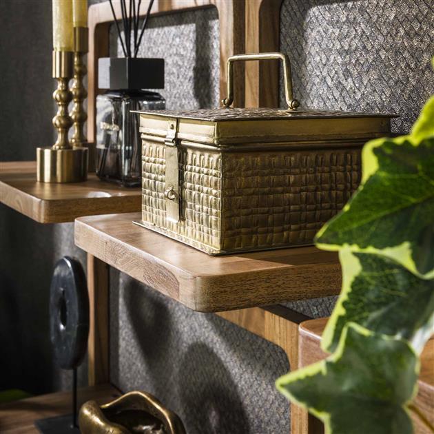 Giga Meubel - Wandschap Acaciahout - Set van 5 - 30x23x65cm - Curvy