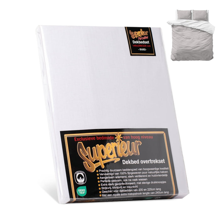 Superieur - Dekbedovertrek - Wit; Grijs - Tweepersoons