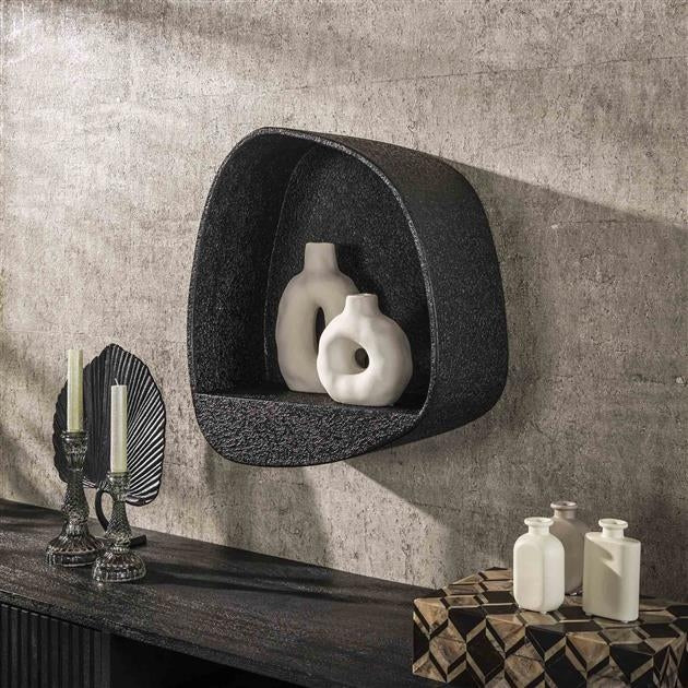 Giga Meubel - Wandschap Grijs Metaal - 43x21x48cm - Metallic Breed