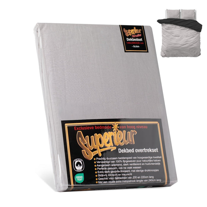 Superieur - Dekbedovertrek - Zwart; Grijs - Extra breed