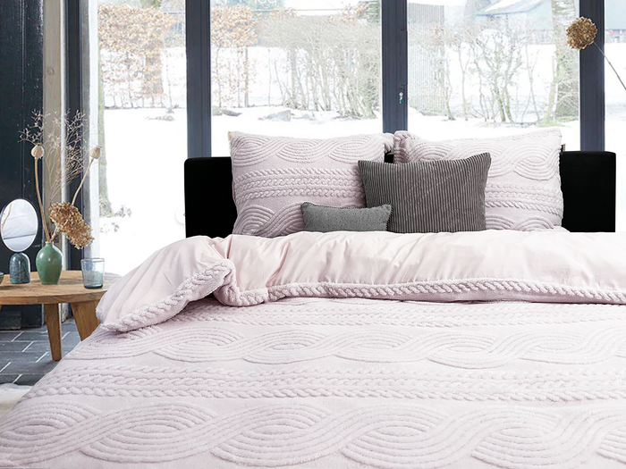 Eleganzzz Dekbedovertrek Jacquard Teddy Pluche - baby pink