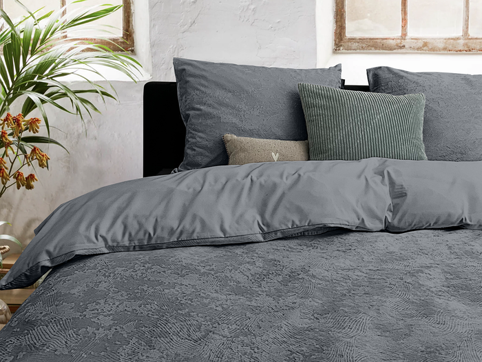 Eleganzzz Dekbedovertrek 3D Embossed Velvet Wave - dark grey