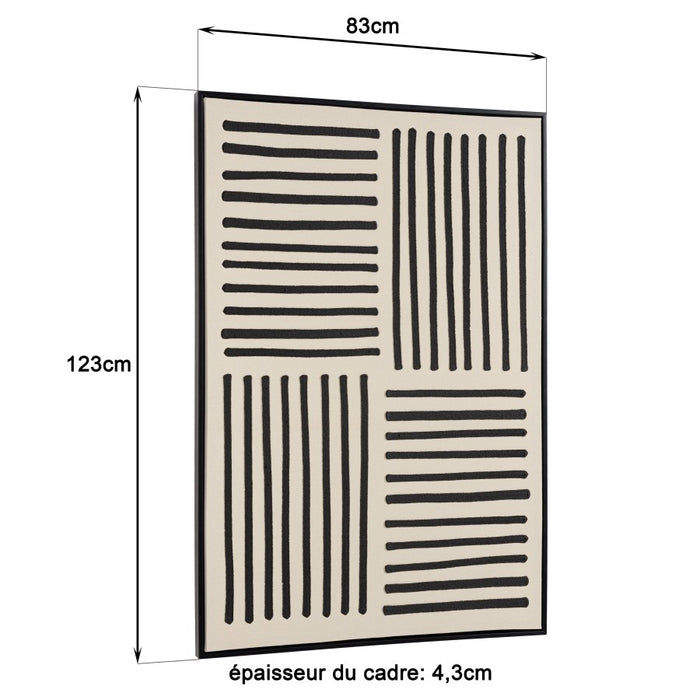HOMER - Décoration murale A - 83x123cm lignes abstraites, cadre noir