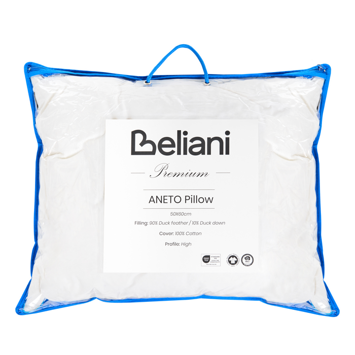 Beliani-ANETO-Hoofdkussen 3 vakken-Wit-50 x 60 cm-Laag-Eendenveren