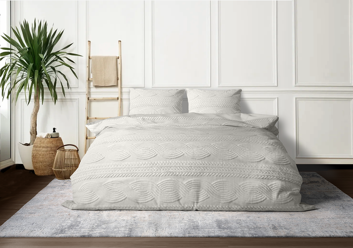 Eleganzzz Dekbedovertrek Jacquard Teddy Pluche - off white