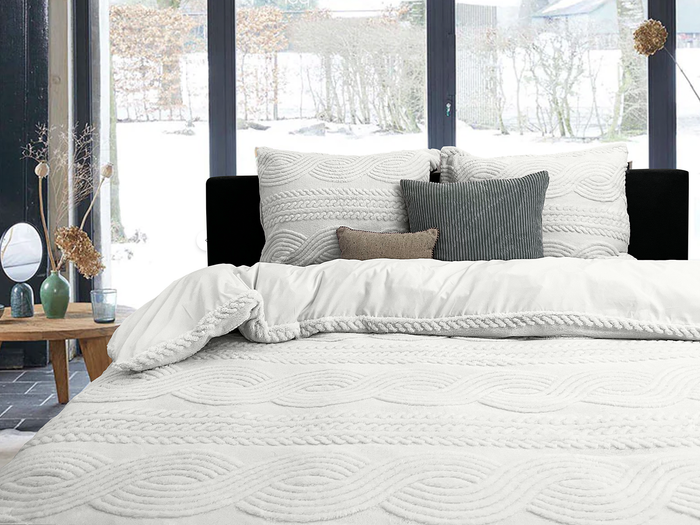 Eleganzzz Dekbedovertrek Jacquard Teddy Pluche - off white