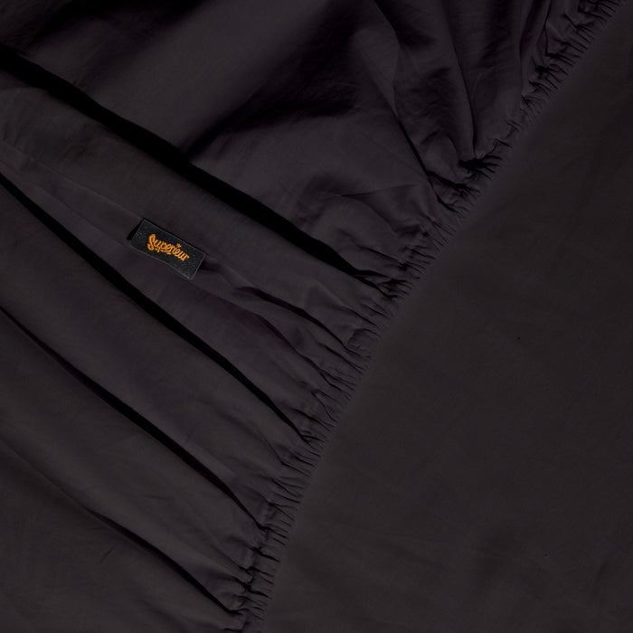 Superieur - Hoeslaken - Katoen - Zwart - 120x200cm