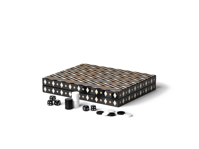 Printworks Spel - Backgammon Lacquered - Zwart