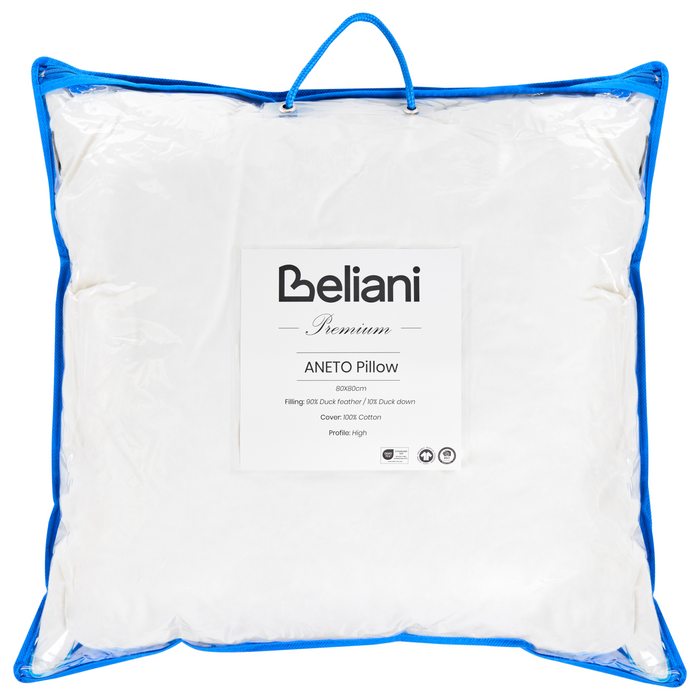 Beliani-ANETO-Hoofdkussen 3 vakken-Wit-80 x 80 cm-Hoog-Eendenveren