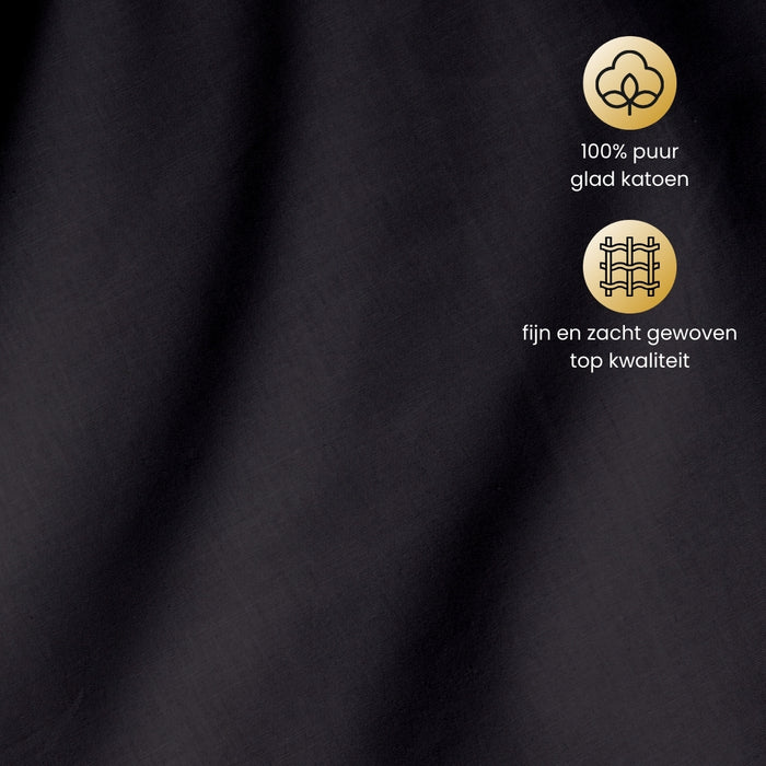 Superieur - Hoeslaken - Katoen - Zwart - 180x220cm