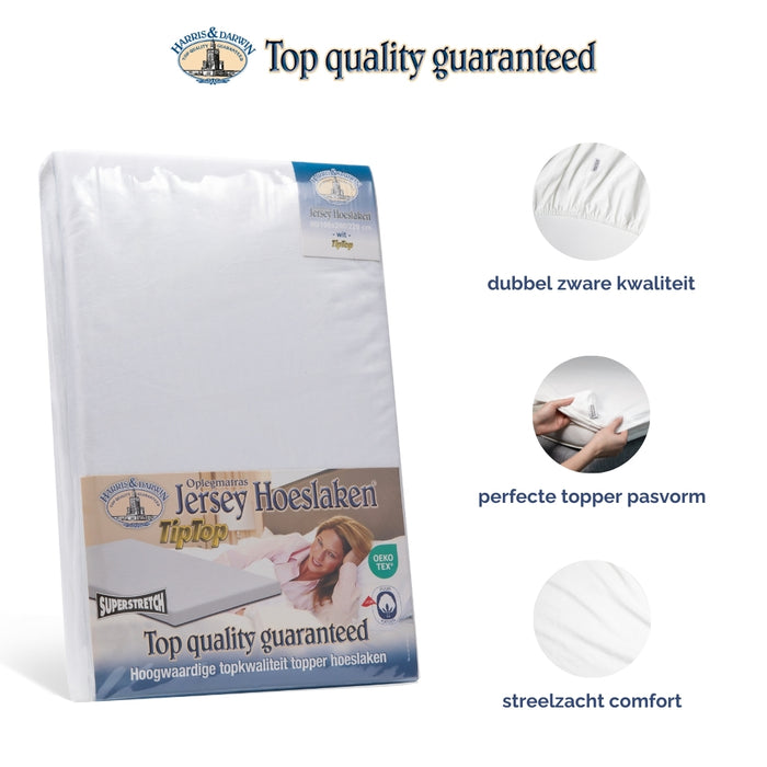 Harris&Darwin - Hoeslaken - Jersey - Wit - 90x200cm