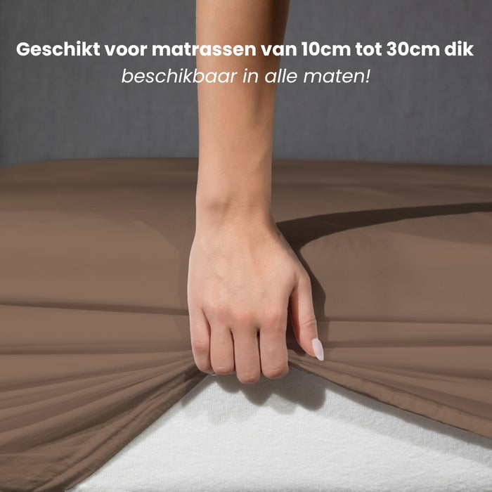 Superieur - Hoeslaken - Katoen - Taupe - 180x220cm