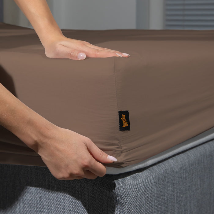 Superieur - Hoeslaken - Katoen - Taupe - 160x200cm