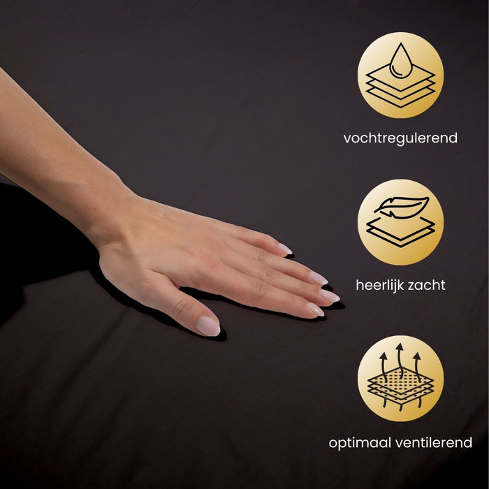 Superieur - Hoeslaken - Katoen - Zwart - 140x200cm