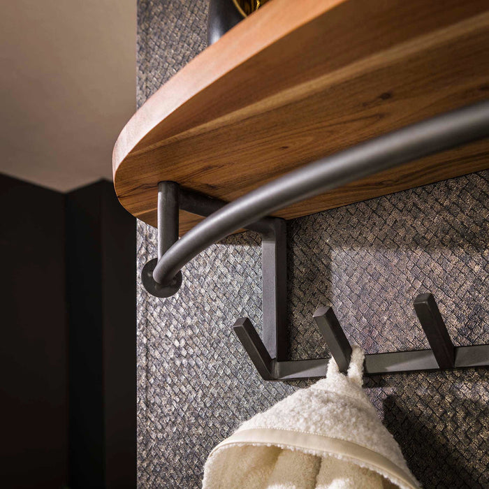 Giga Meubel - Kapstok Acaciahout - 8-Haaks - 100x30x20cm - Round