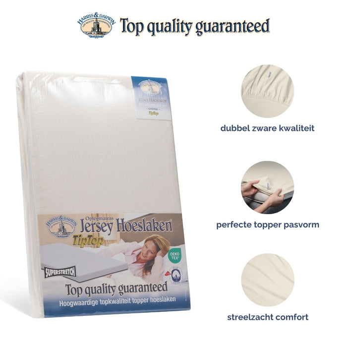Harris&Darwin - Hoeslaken - Jersey - Crème - 90x200cm