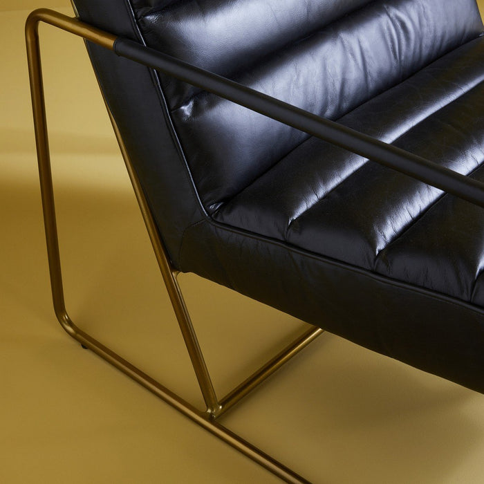 Signature - MARANELLO Zwarte lederen fauteuil - H71 cm - Zwart