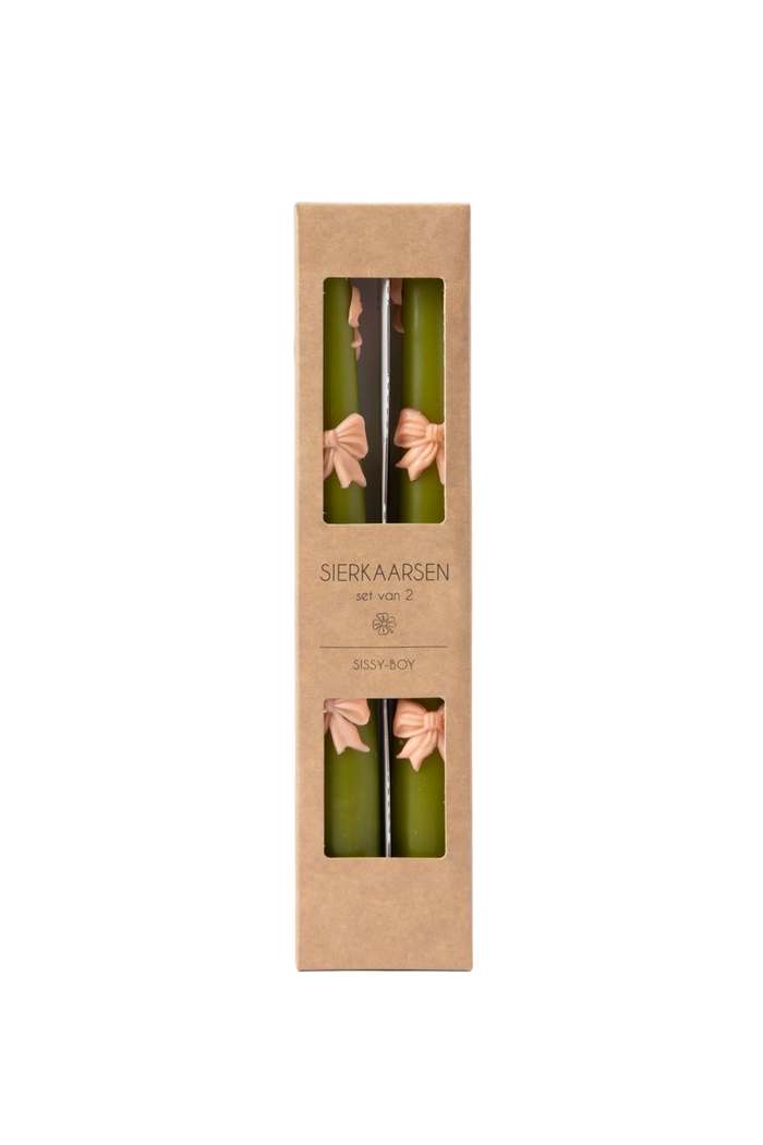 Sissy-Boy Groene sierkaarsen met strikjes-2st.