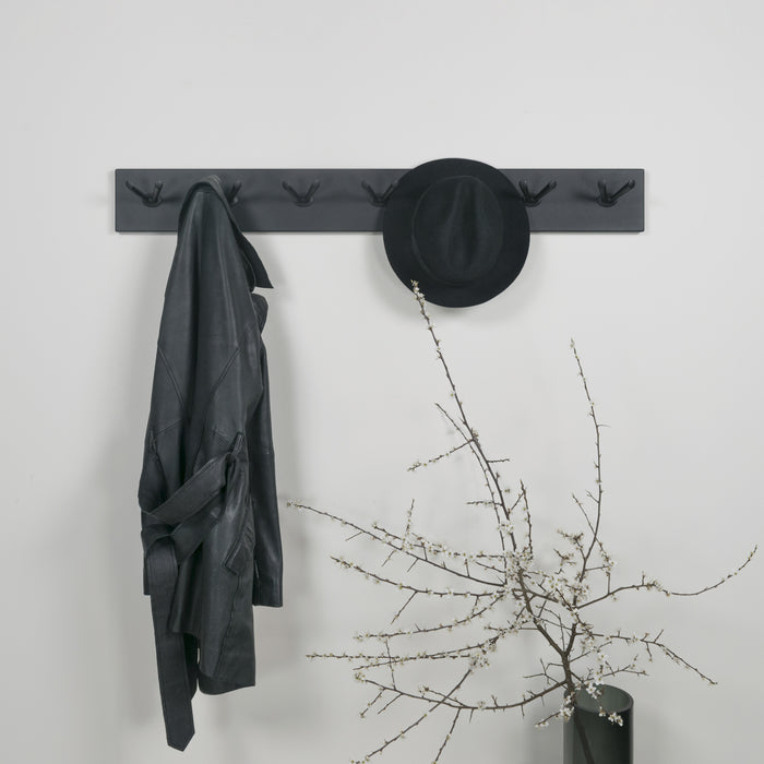 Spinder Design Pull Wandkapstok - 14 Haken - Zwart