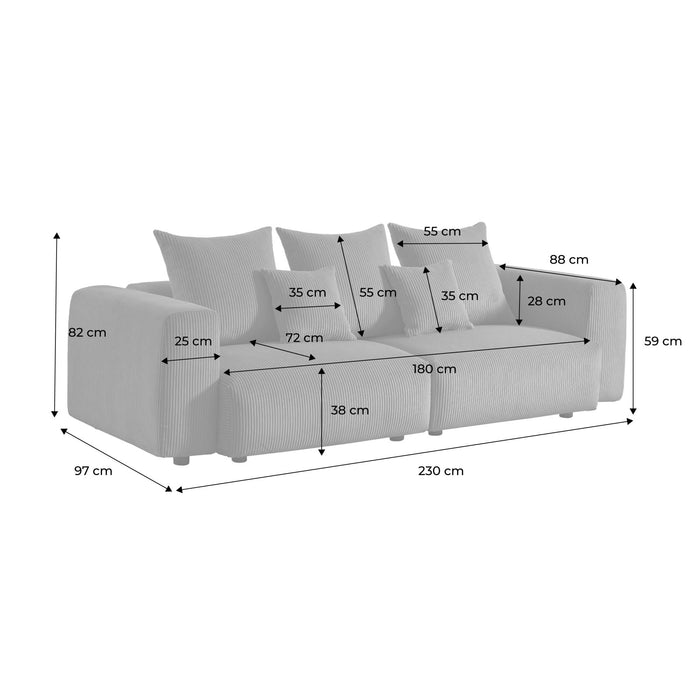sweeek - 3-zits corduroy bank met afneembare hoes