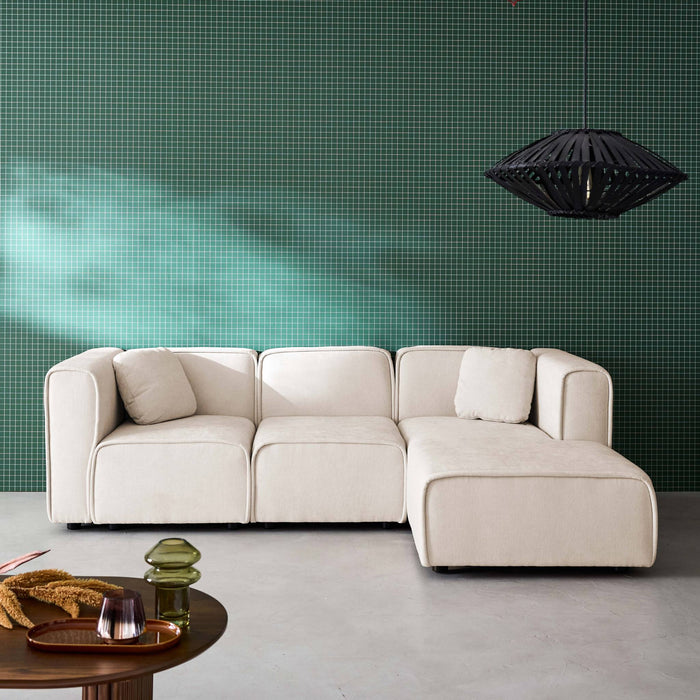 sweeek - Rechtse hoekbank 3 zitplaatsen stof