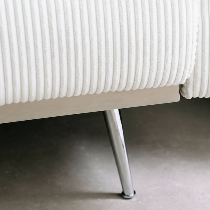 sweeek - 2|3-zits slaapbank eucalyptushout, metaal en corduroy